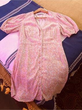 SOPHIE RUE Boutique Floral Button-Front Peach Dress Sz XS